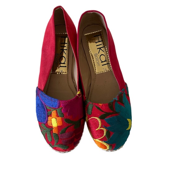 Embroidered shoes, embroidered shoes, embroidered red shoes, Embroidered flats - Picture 6 of 16